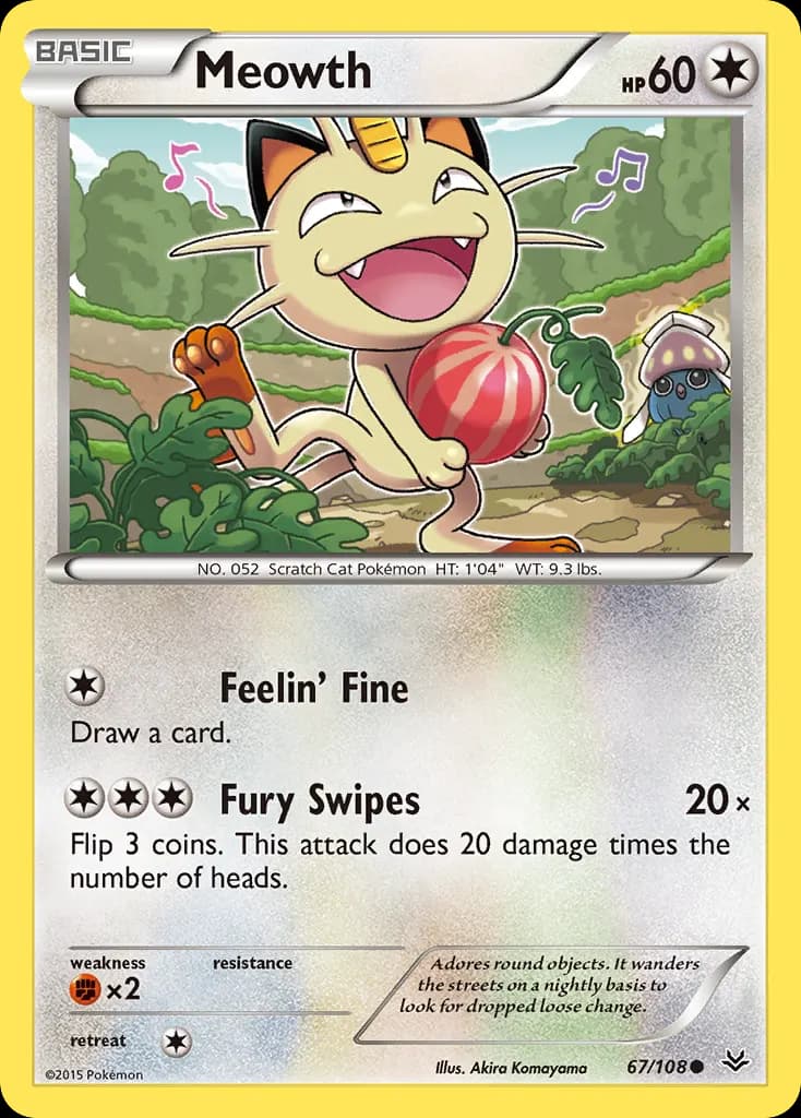 Meowth — Roaring Skies 67 Pokémon card