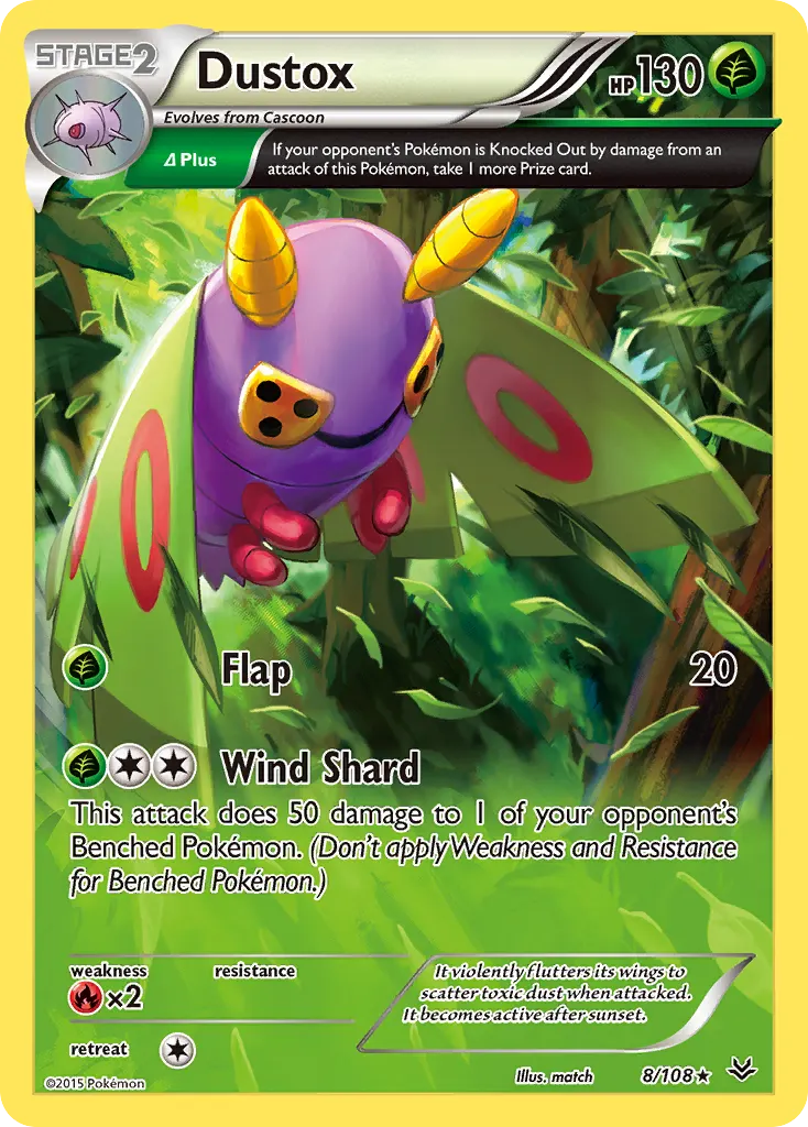 Dustox — Roaring Skies 8 Pokémon card