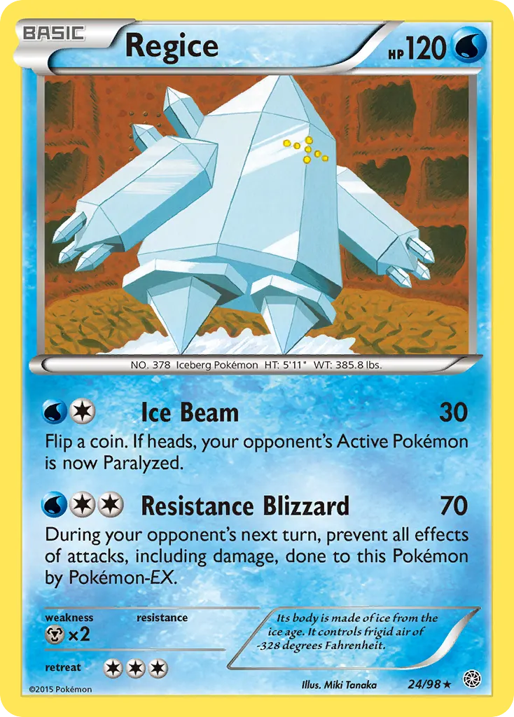 Regice — Ancient Origins 24 Pokémon card