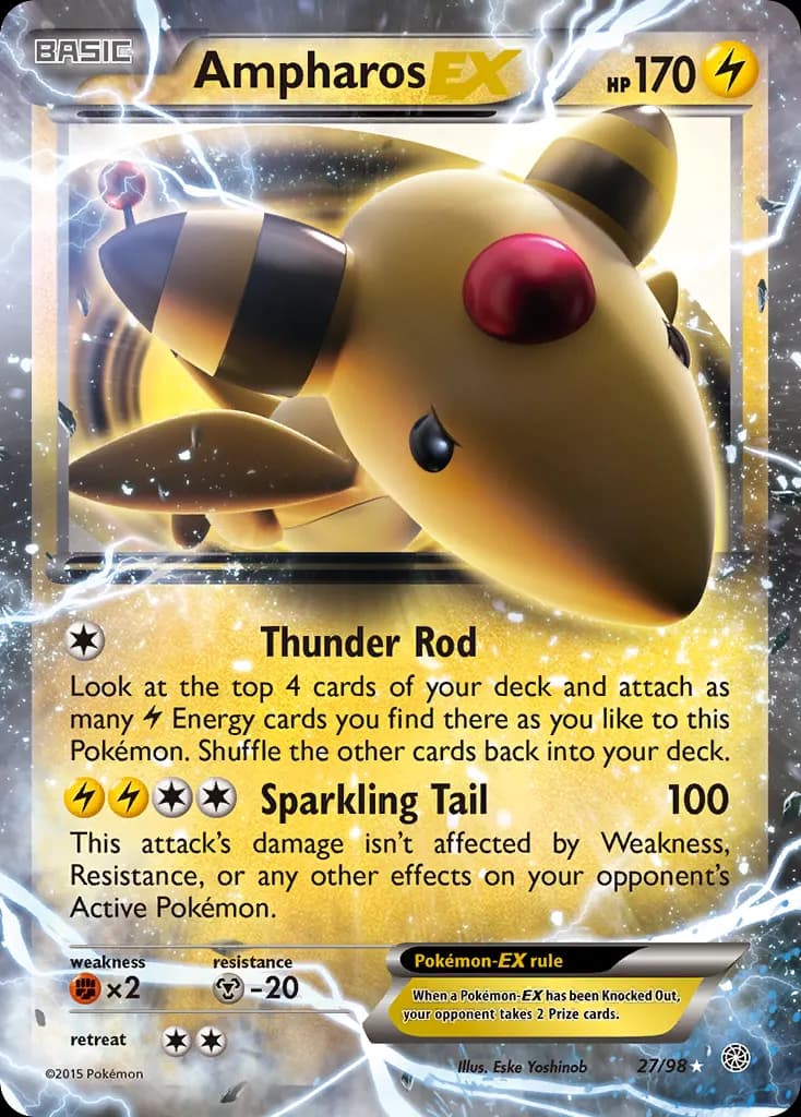 Ampharos-EX — Ancient Origins 27 Pokémon card
