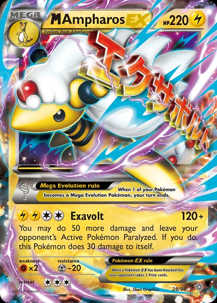M Ampharos-EX — Ancient Origins 28 Pokémon card