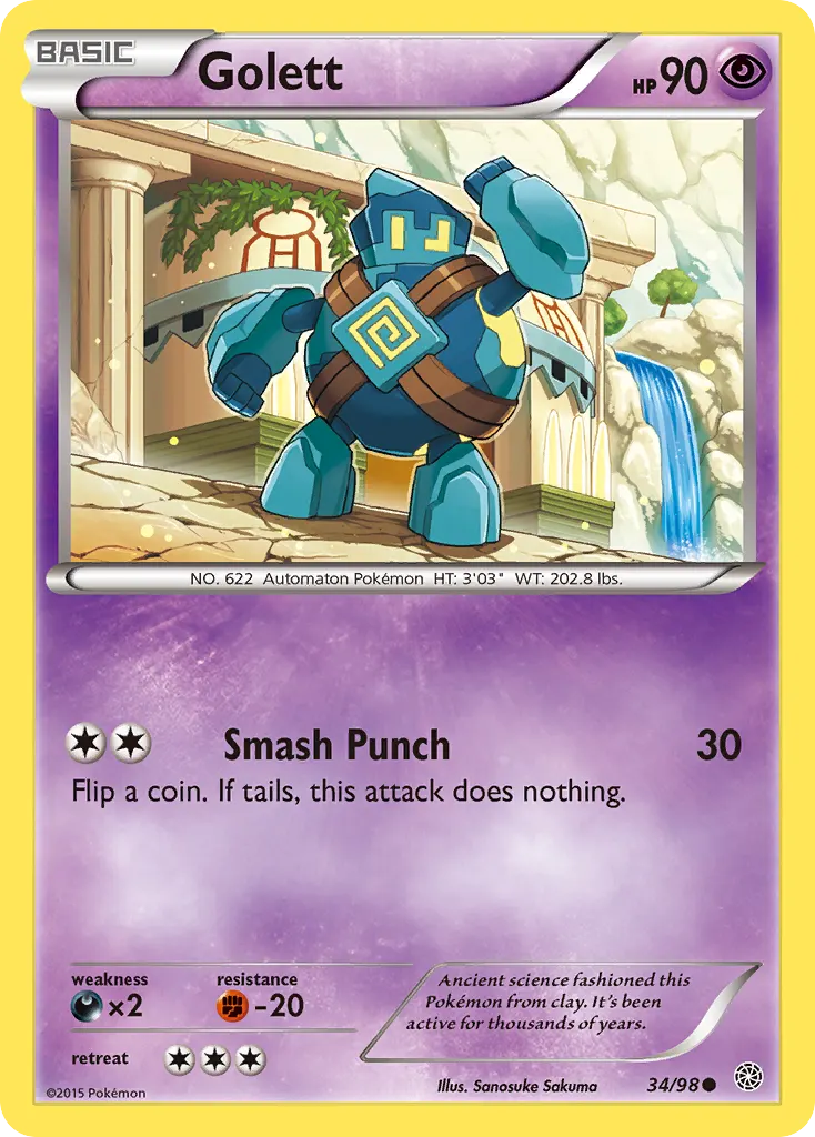 Golett — Ancient Origins 34 Pokémon card