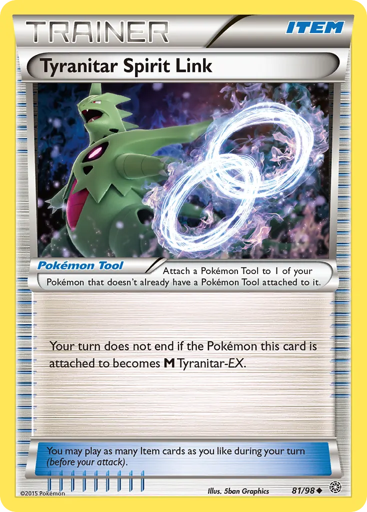 Tyranitar Spirit Link — Ancient Origins 81 Pokémon card