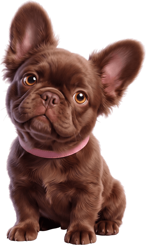 Lola, Poke Skye's fluffy chocolate Frenchie, keeping an eye on the page