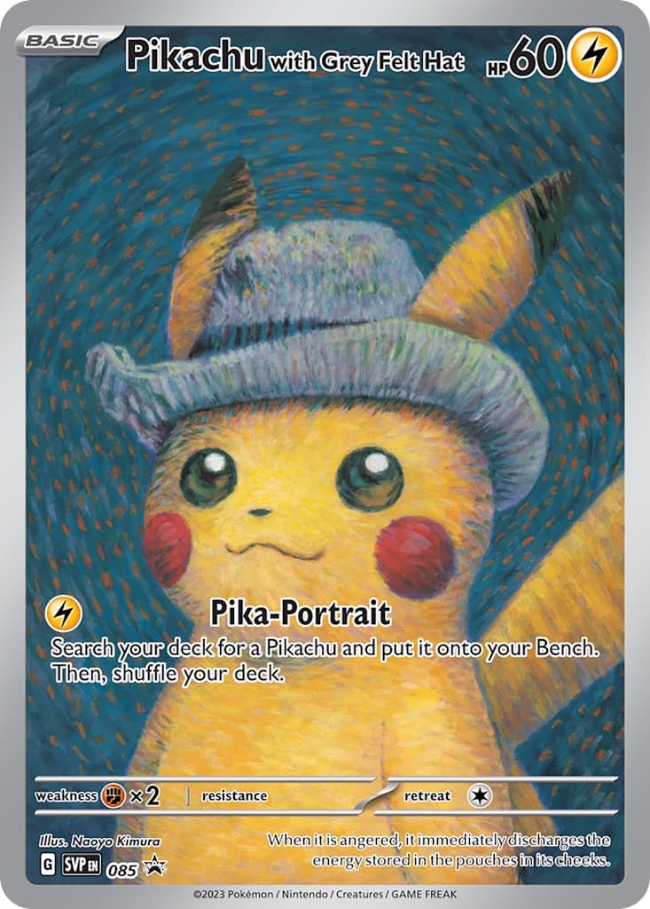 Pikachu with Grey Felt Hat (Van Gogh) — official card artwork (representative)