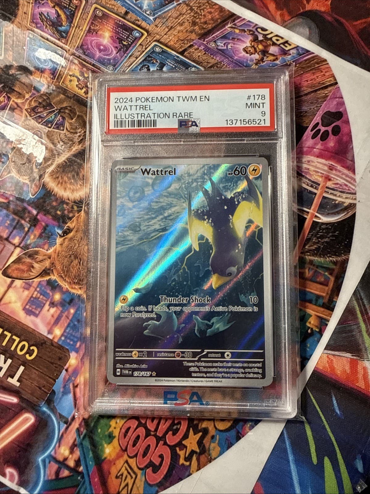 Pokemon TCG PSA 9 Wattrel 178/167 Sv06: Twilight Masquerade Holo