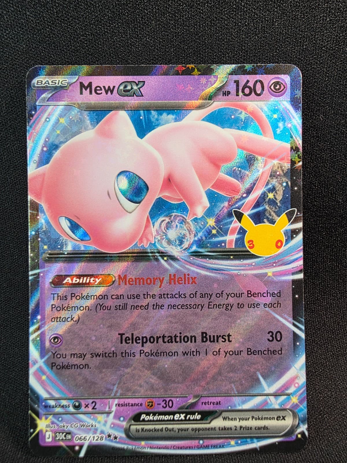 Pokémon 30th Celebration Mew EX 66/128 Eng- PLUS FREE 3 more EX's included!