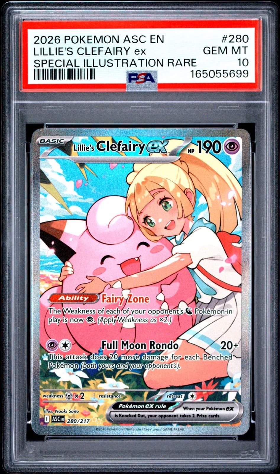 2026 Pokemon Lillie's Clefairy ex 280/217 Me: Ascended Heroes SIR PSA 10 GEM