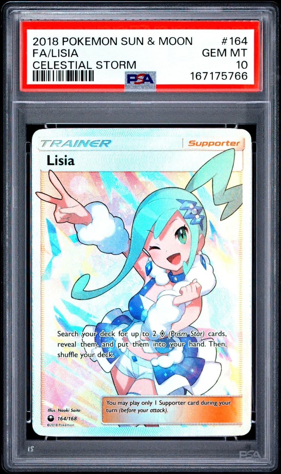 2018 Pokemon Sun & Moon Celestial Storm Lisia PSA 10 #164