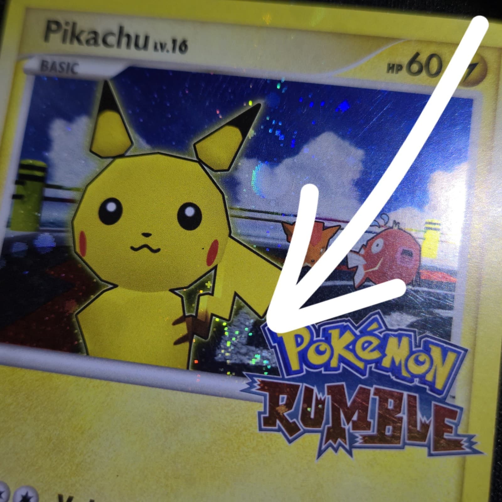 FART SWIRL HEAVY BLEED 🌀💫 Pikachu 7/16 Rumble Holo Cosmos 2009 Pokemon Card