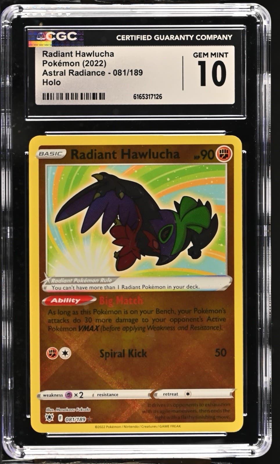 Radiant Hawlucha 081/189 Holo Rare Astral Radiance 2022 Pokemon CGC Gem Mint 10