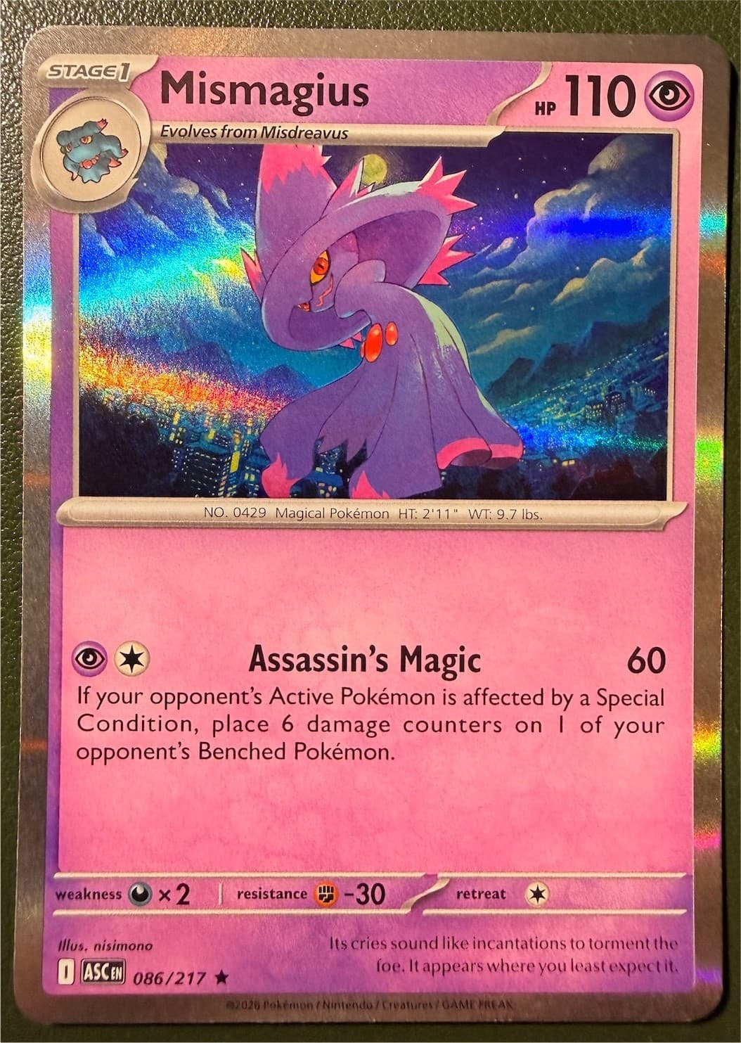 Pokemon TCG Mismagius 86/217 Ascended Heroes ME2.5 Holo NM