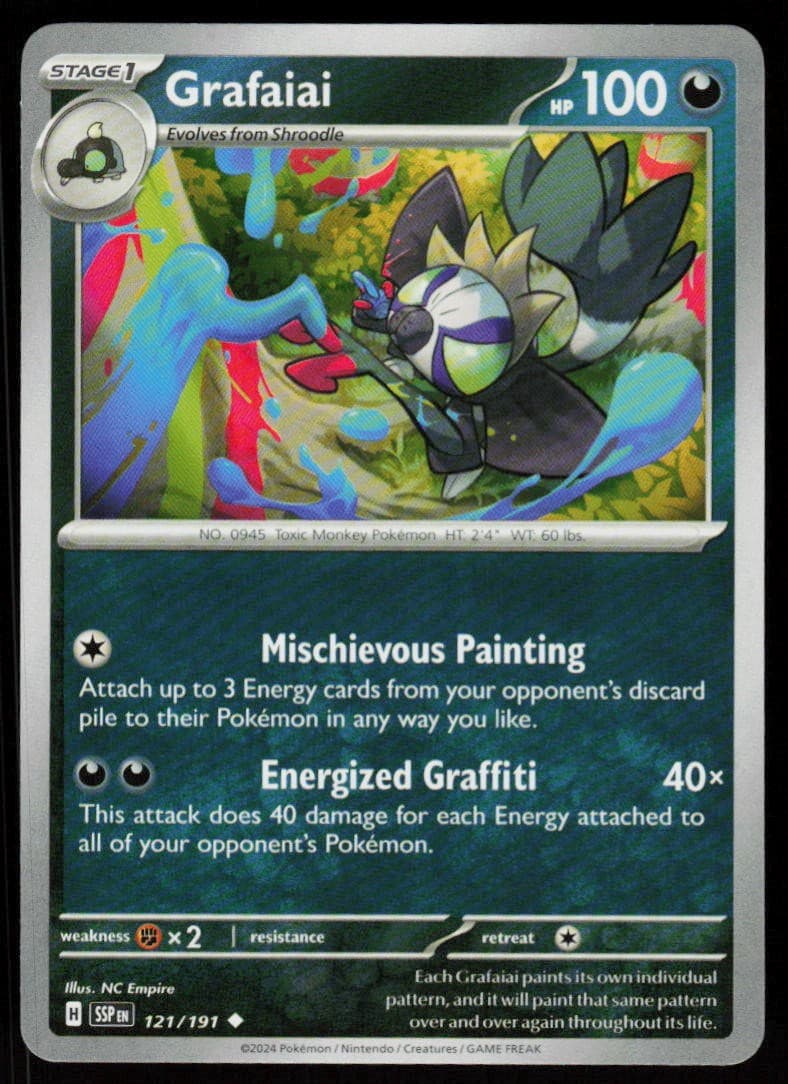 Grafaiai 121/191 Uncommon Surging Sparks Pokemon Near Mint