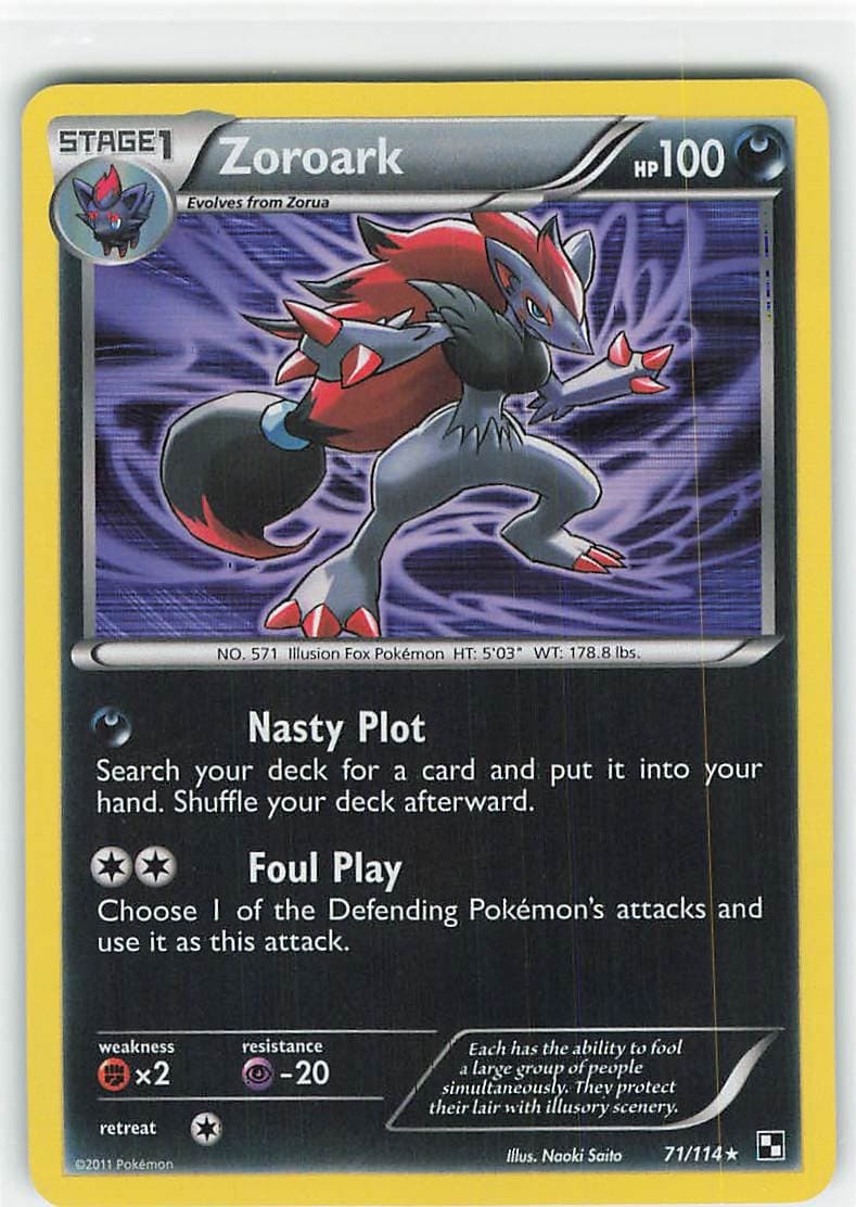 Zoroark 71/114 Holo Rare Black & White Pokemon Near Mint