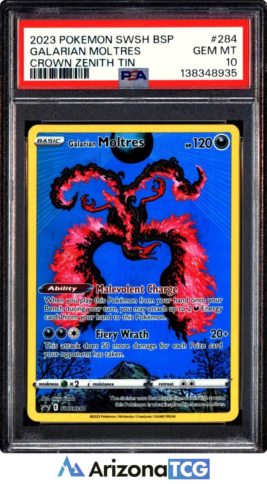 Pokemon 2023 Galarian Moltres SWSH284 Holo Black Star Promo Crown Zenith PSA 10
