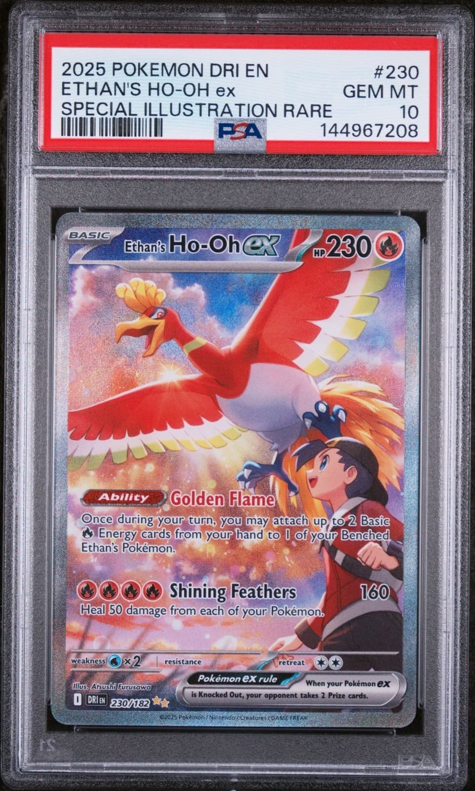 Pokemon Destined Rivals ETHAN's HO-OH ex Special Illustration Rare #230 PSA 10