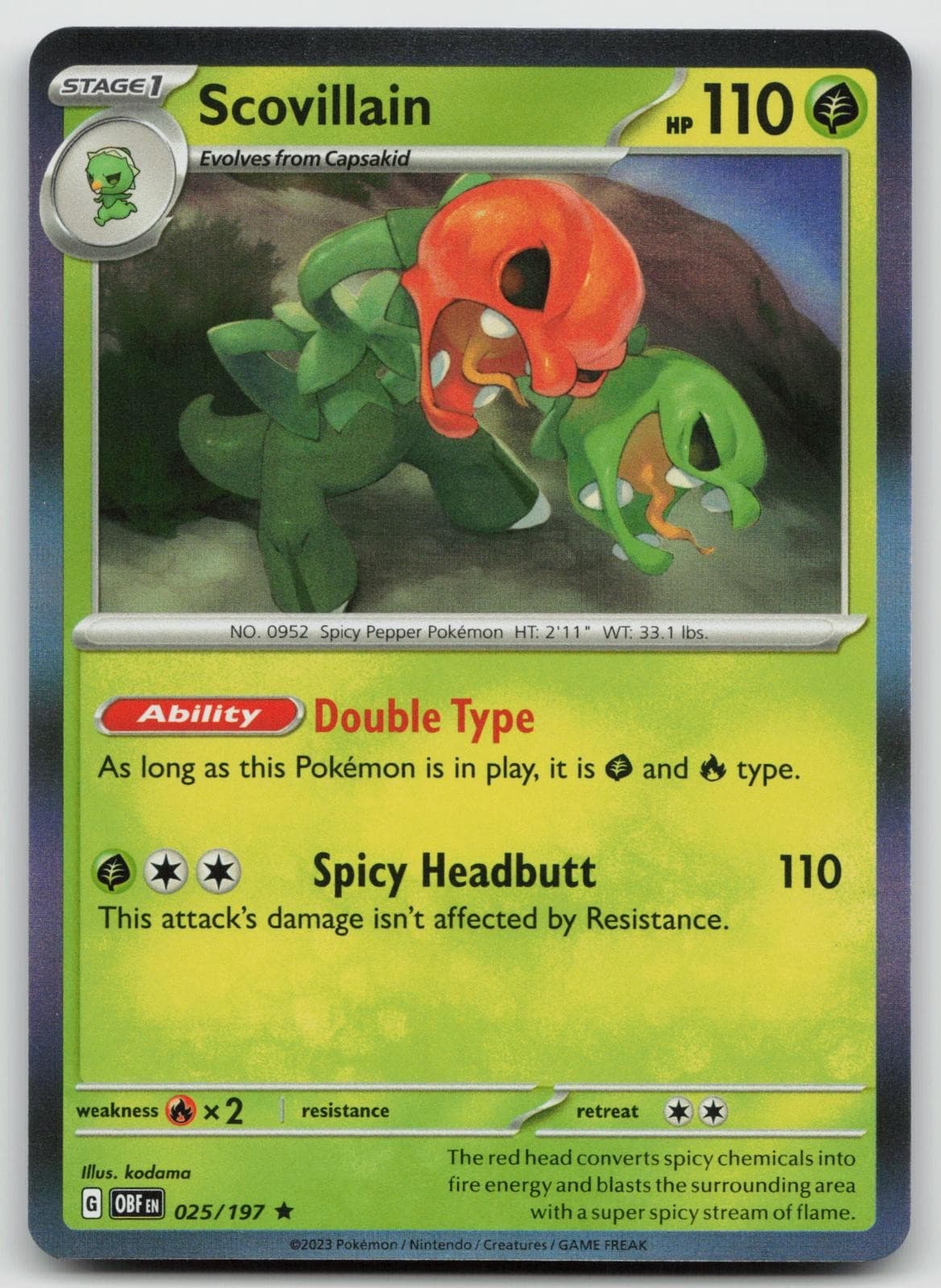 Scovillain 025/197 Obsidian Flames Rare Pokemon NM/M