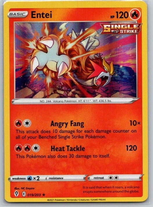 Entei 019/203 Holo Rare Evolving Skies Pokemon Near Mint