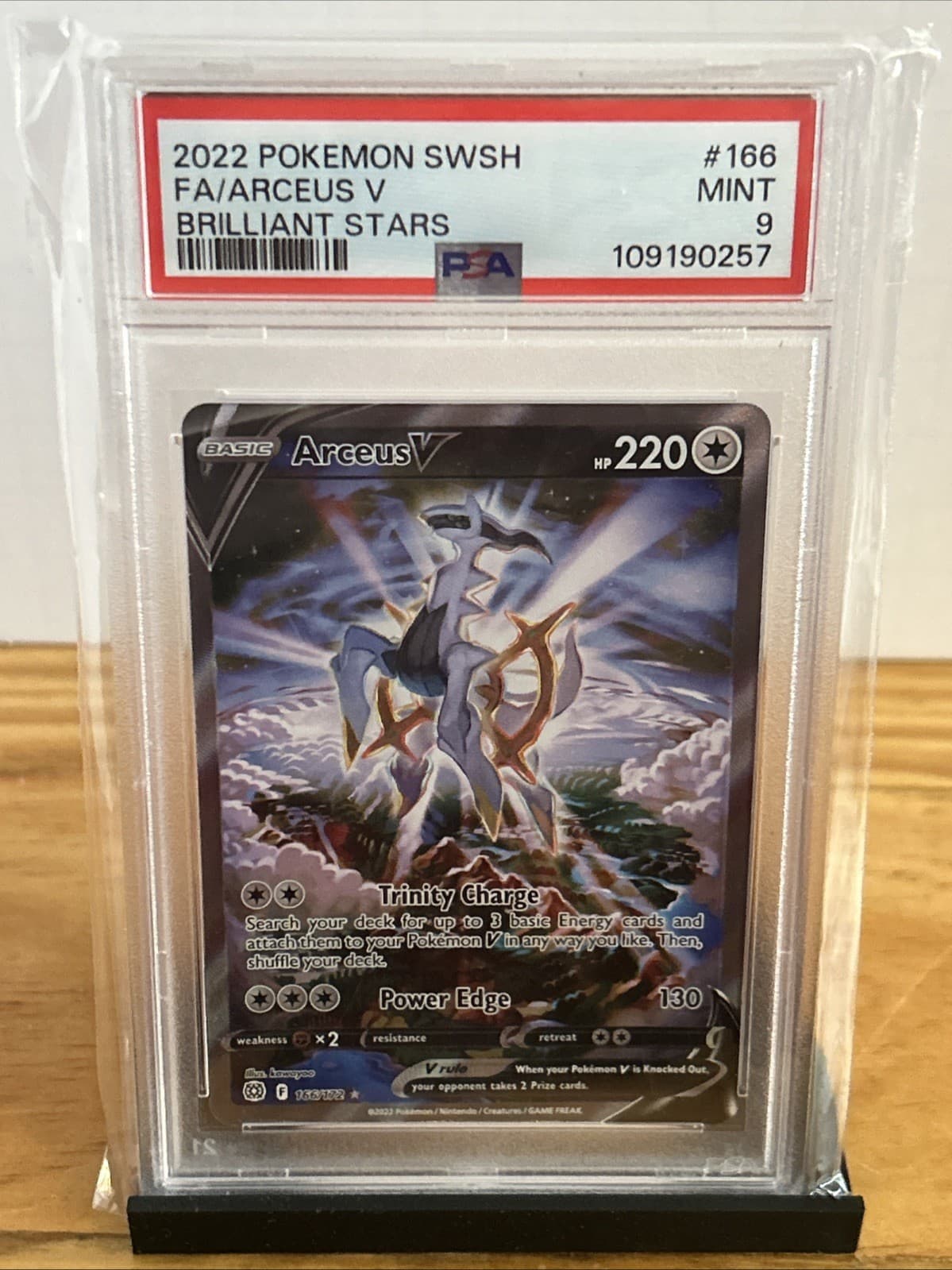 Pokemon TCG 2022 SWSH Brilliant Stars Arceus V Holo UR #166/172 PSA 9