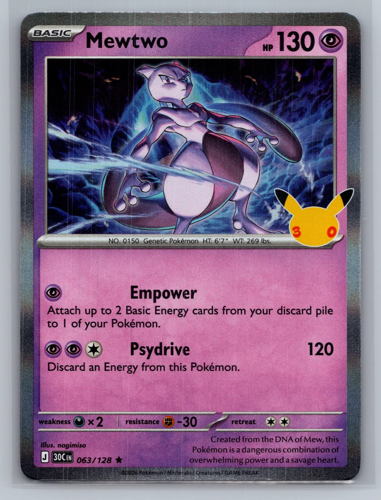 Mewtwo #63/128 2026 30th Celebration Pokemon TCG