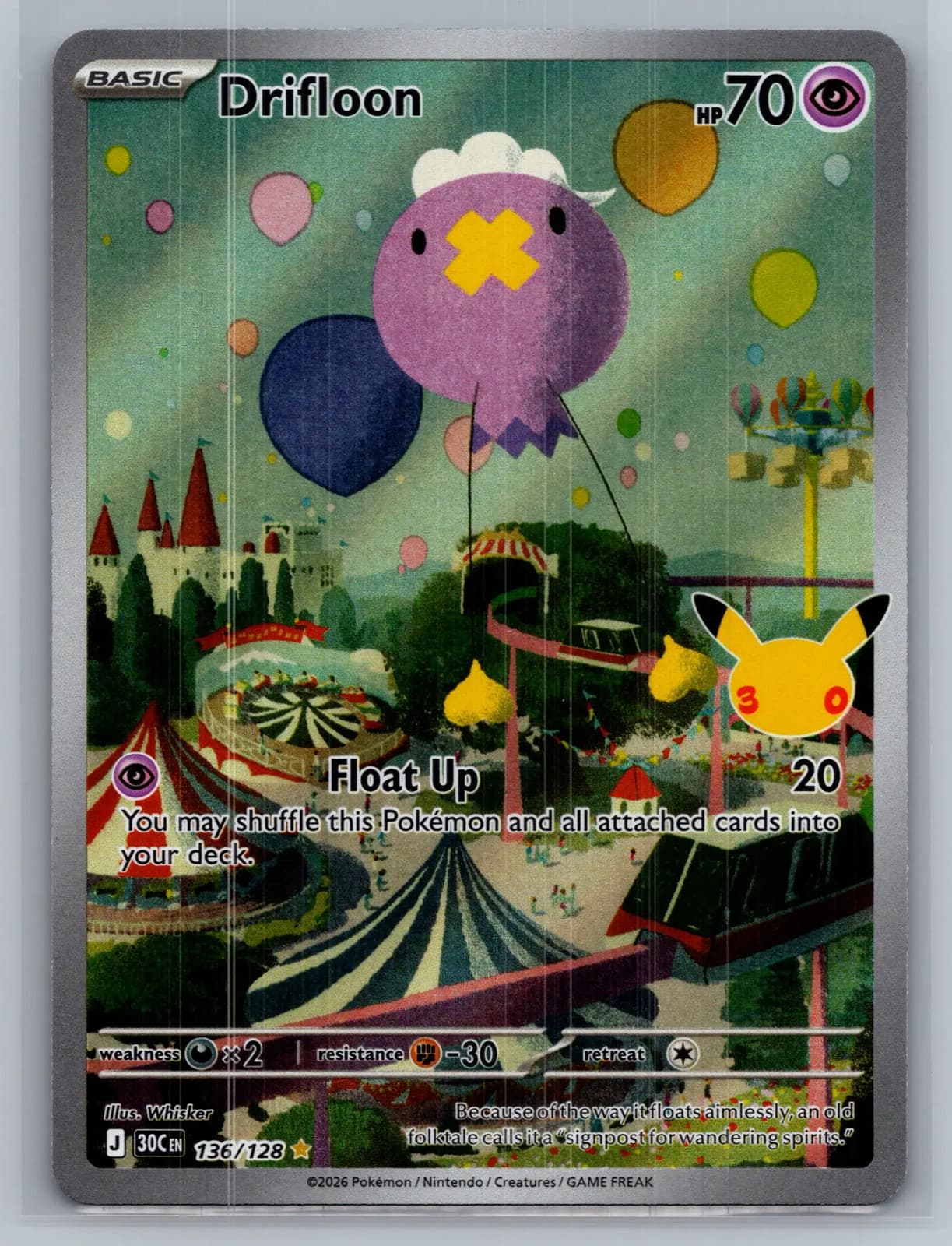 Drifloon #136/128 2026 30th Celebration Pokemon TCG — photo 1 of 2