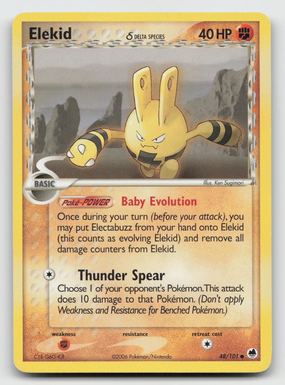 Pokemon TCG Elekid 48/101 Common Dragon Frontiers LP