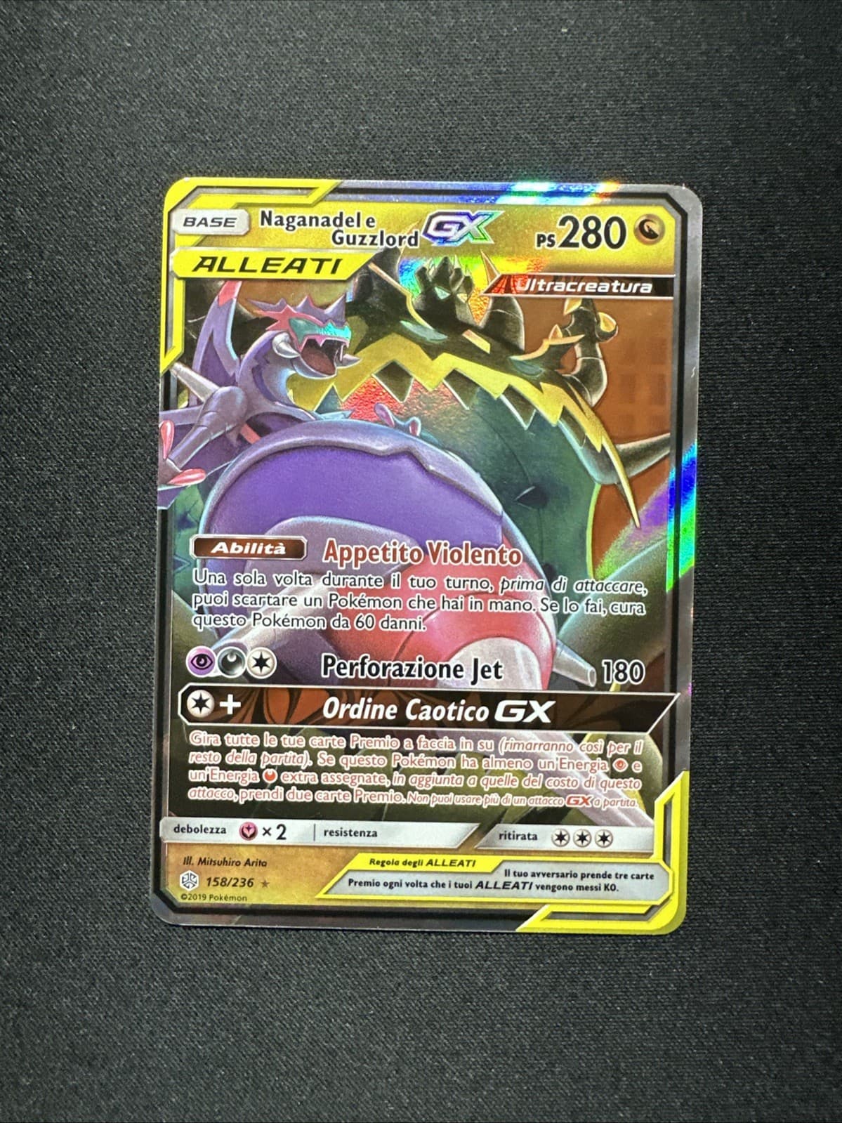 Pokemon Card Naganadel e Guzzlord GX 158/236 Eclissi Cosmica ITA