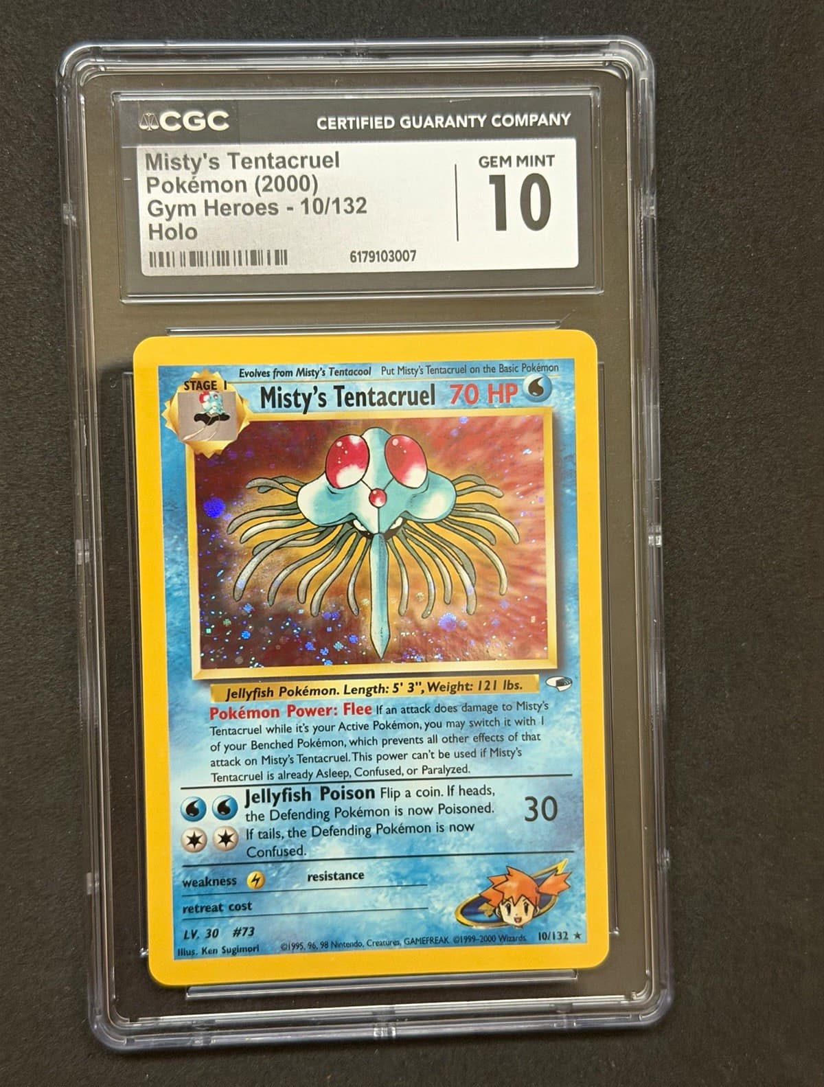 Misty's Tentacruel 10/132 Gym Heroes Holo (2000) Pokemon Card CGC 10 Gem Mint