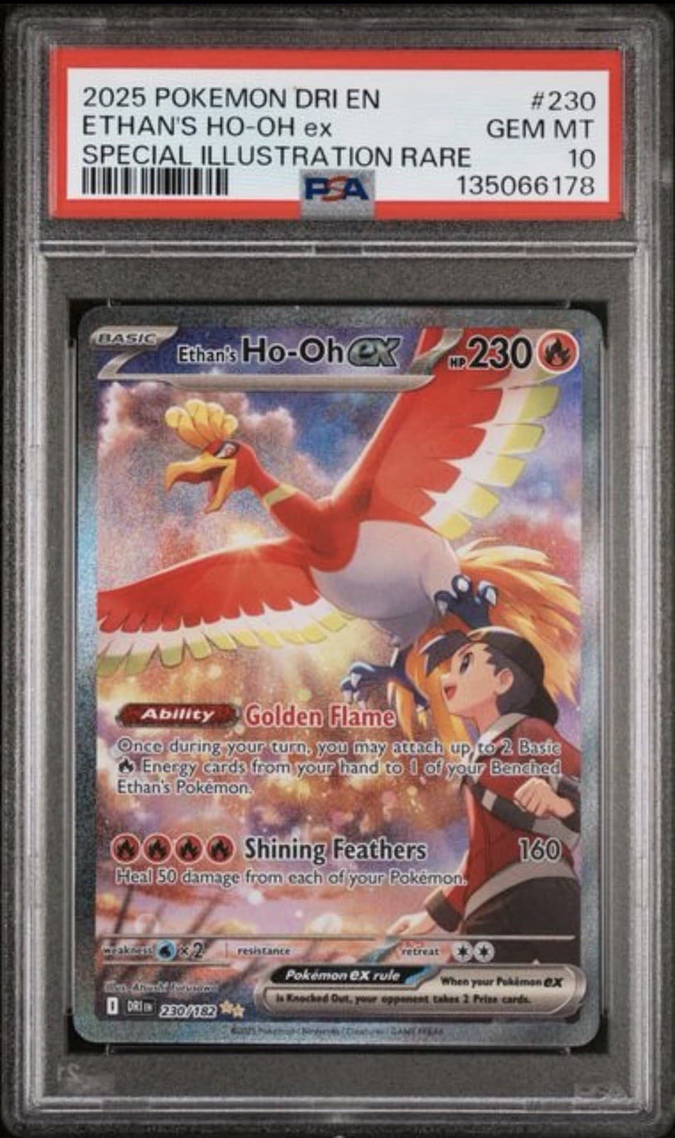 Pokemon Ethan's Ho-Oh ex #230 Destined Rivals Special Illustration Rare PSA 10