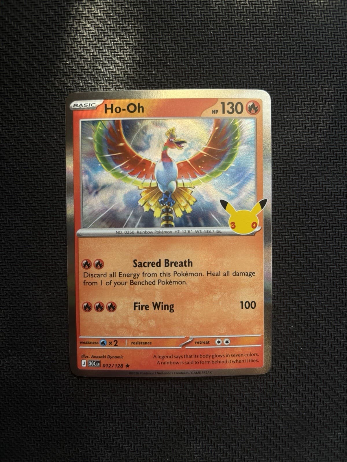 Pokemon TCG 30th Anniversary Celebration Set Ho-Oh 012/128 Foil NM
