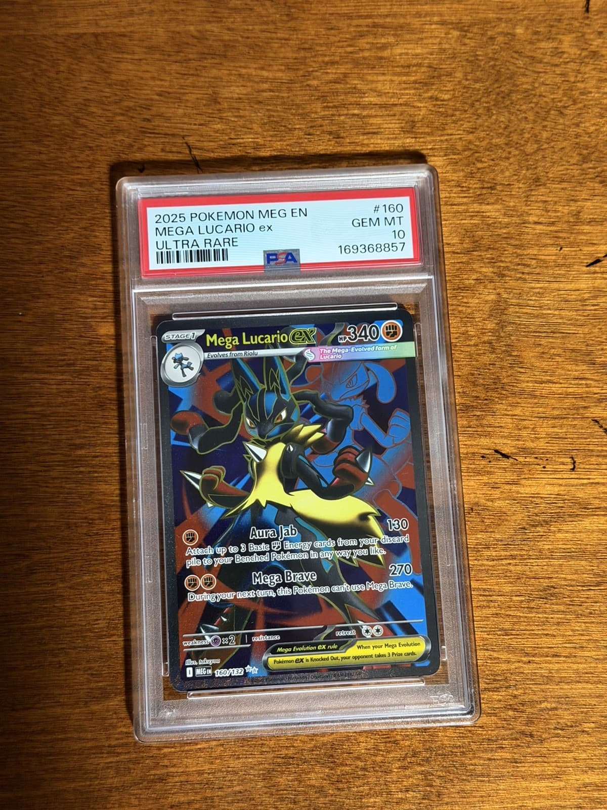 2025 POKEMON MEG EN-MEGA EVOLUTION ULTRA RARE #160 MEGA LUCARIO EX PSA 10
