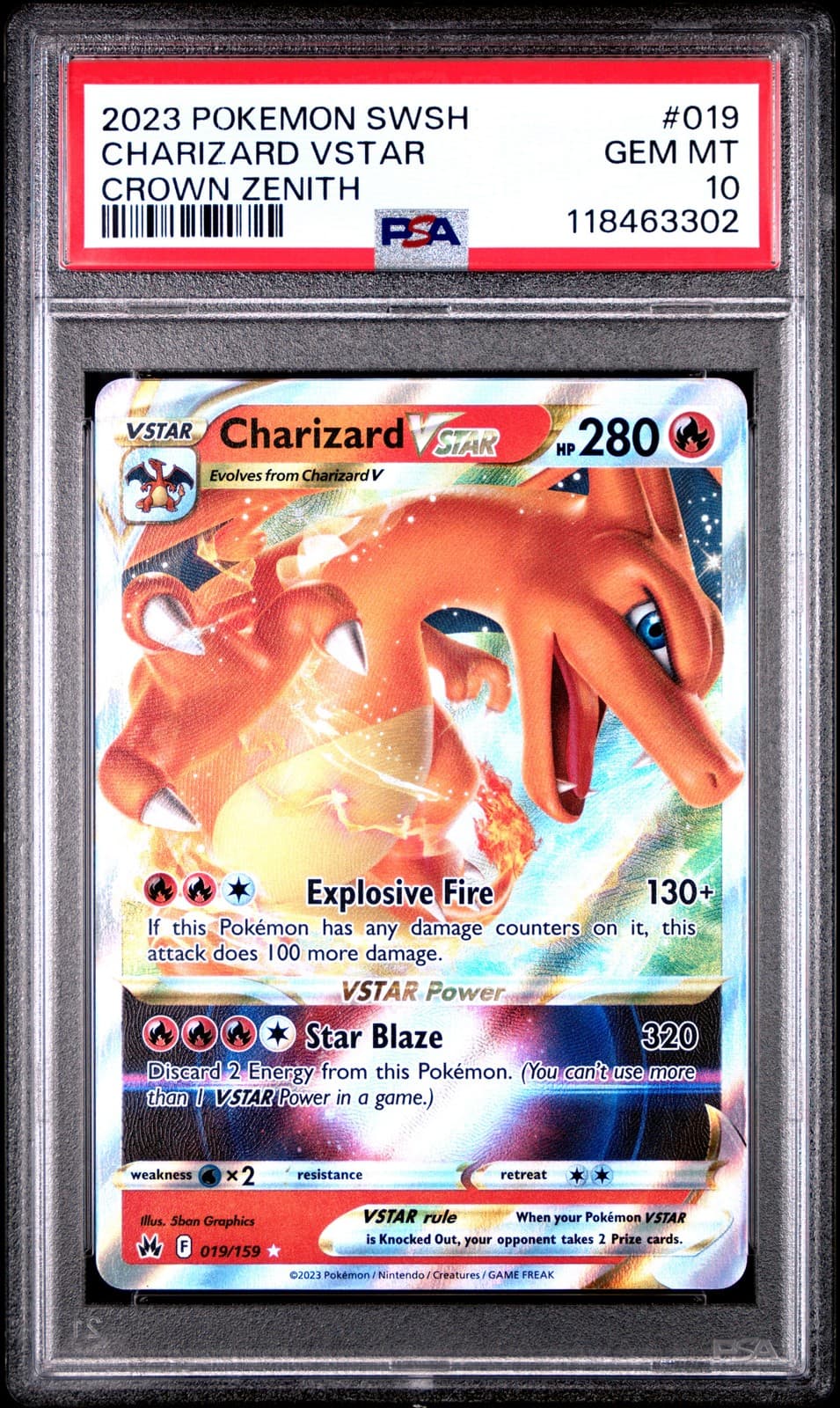 2023 POKEMON SWORD & SHIELD CROWN ZENITH #019 CHARIZARD VSTAR PSA 10