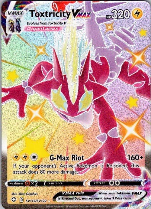 Toxtricity VMAX SV113/SV122 Holo Ultra Rare Shining Fates Shiny Vault Pokemon NM