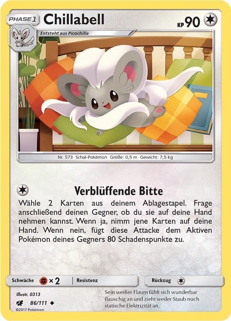 86/111 Chillabell NM Aufziehen der Sturmröte 2017 NON HOLO Pokémon Karte Deutsch
