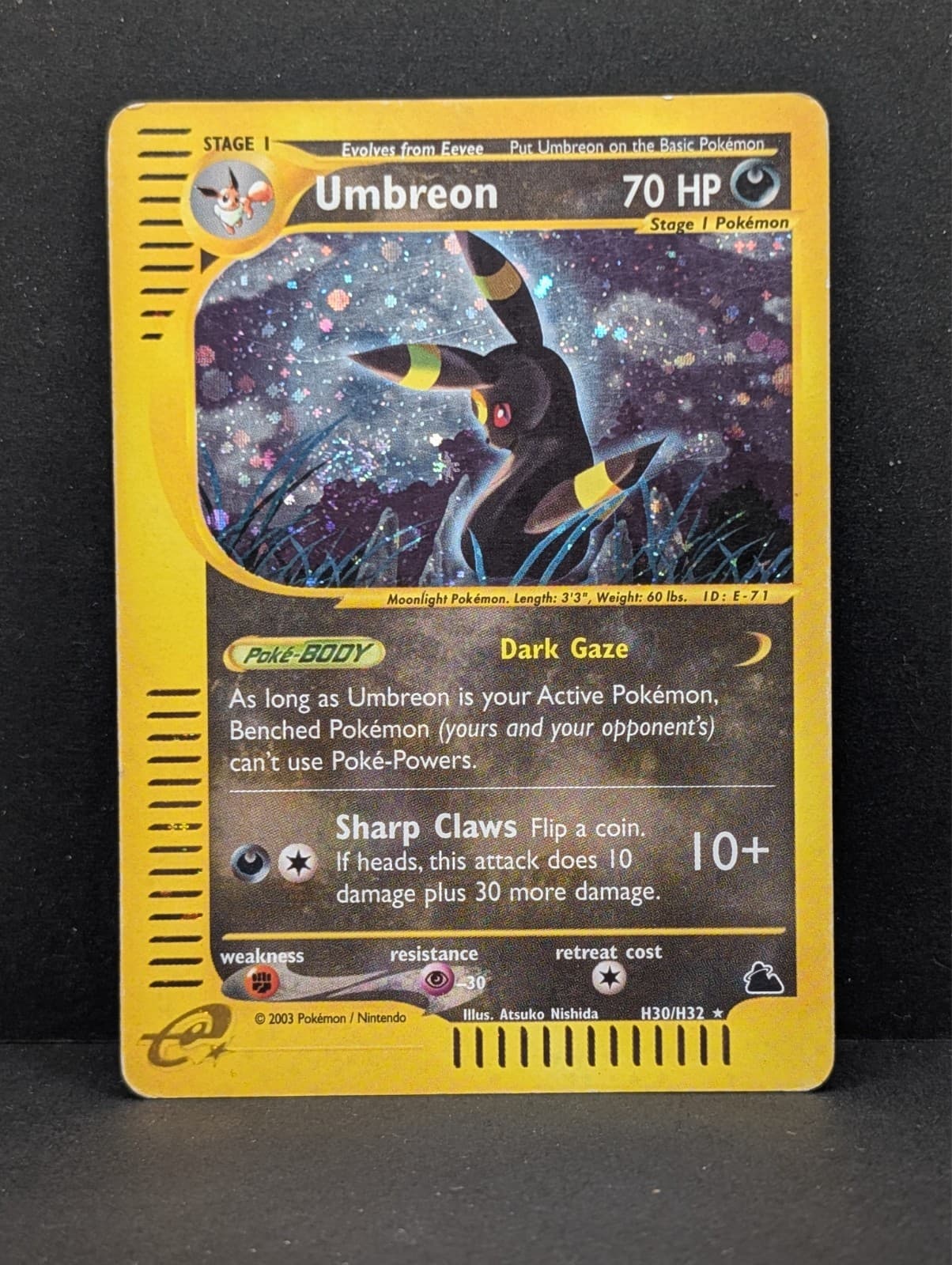 Umbreon H30/H32 Skyridge Holo Ultra Rare Pokemon TCG SWIRL e-reader eevee MP+