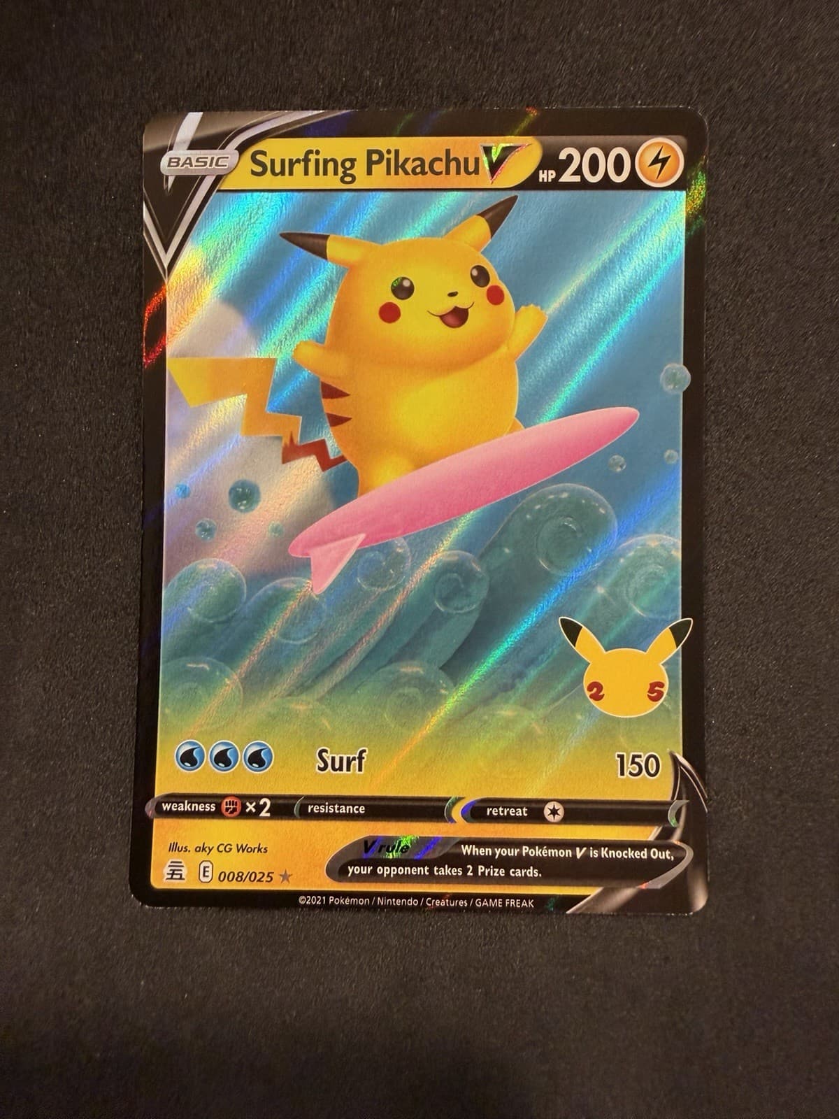 Surfing Pikachu V 8/25 Pokemon TCG: Celebrations NM