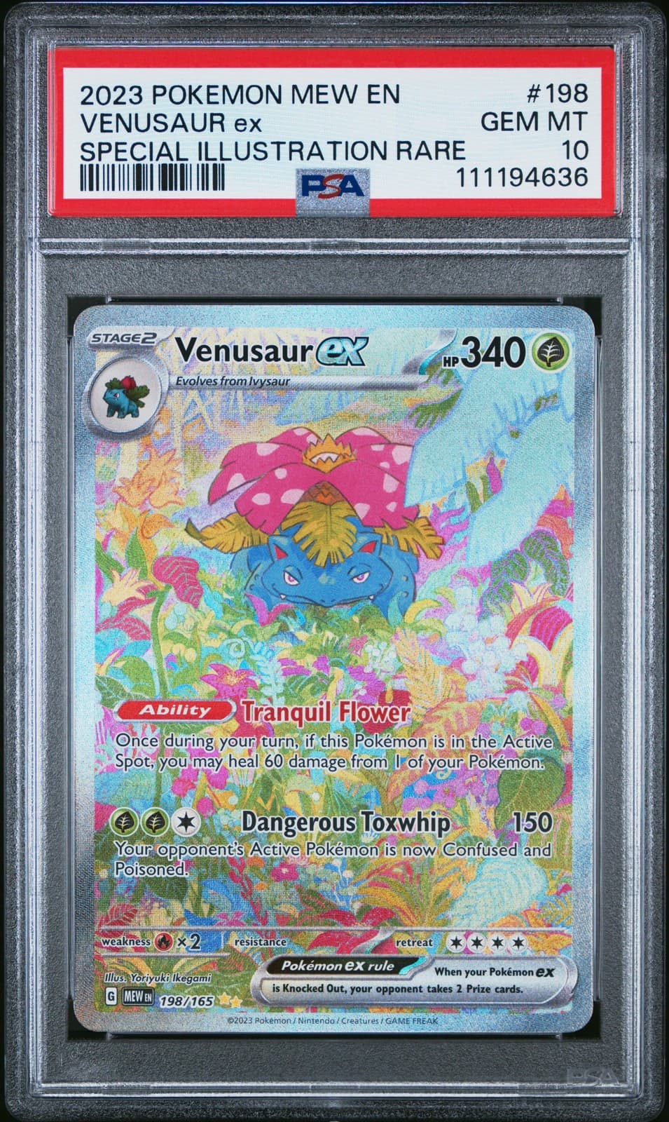 2023 POKEMON MEW EN-151 SPECIAL ILLUSTRATION RARE #198 VENUSAUR EX PSA 10