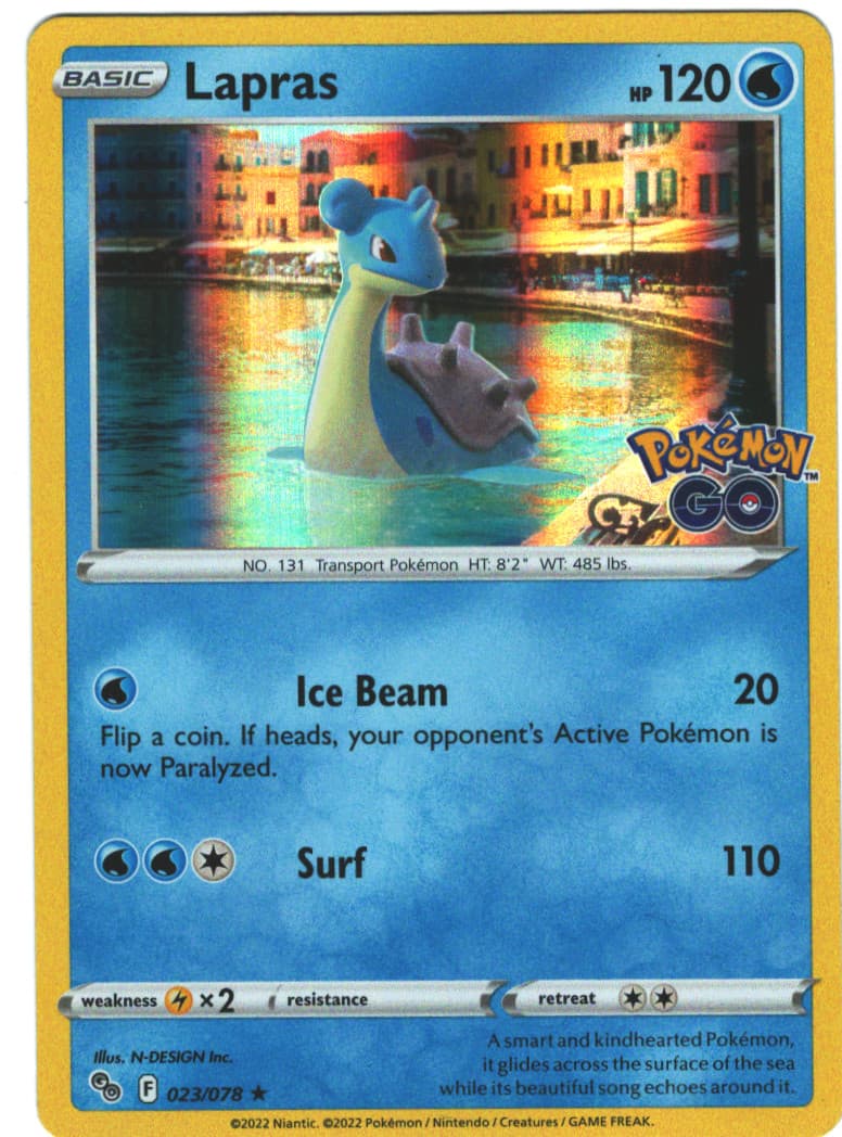 Lapras 23/78 Pokémon GO Set Holo Rare Pokémon Card TCG 2022