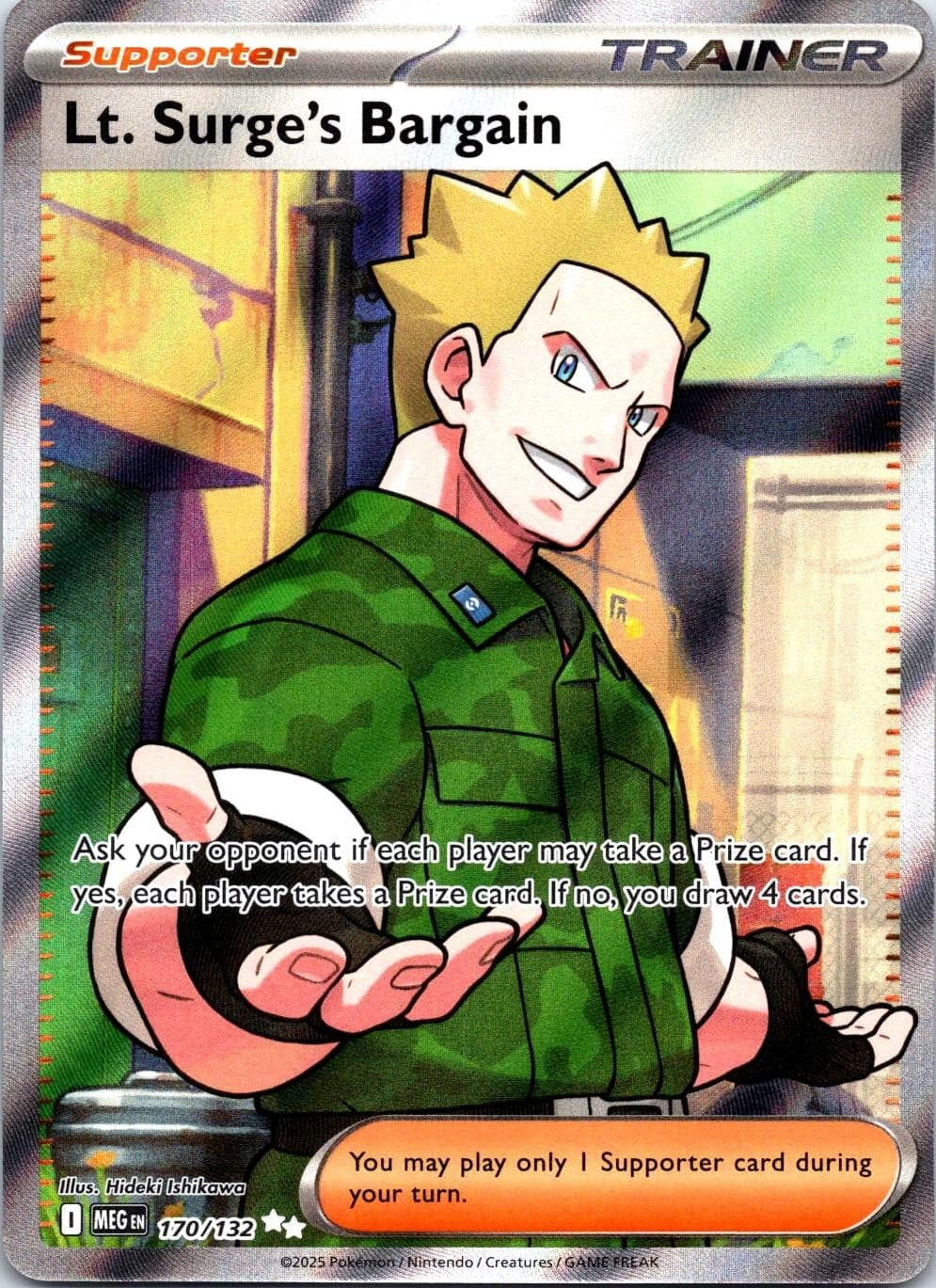Lt. Surge's Bargain 170/132 Ultra Rare Mega Evolution Pokemon Holo Near Mint