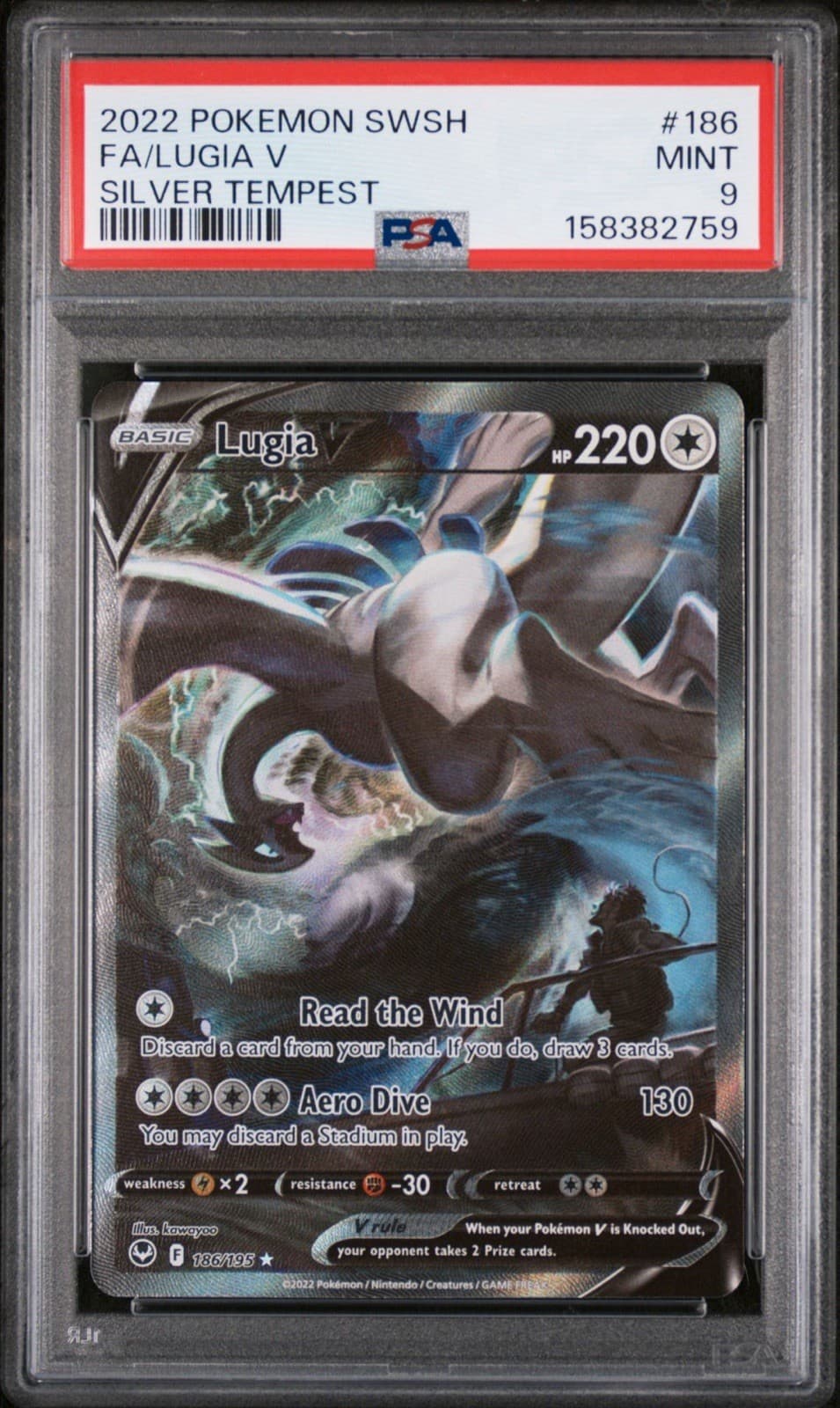 Lugia V Alt Full Art Holo 186/195 Silver Tempest 2022 PSA 9 Pokemon TCG