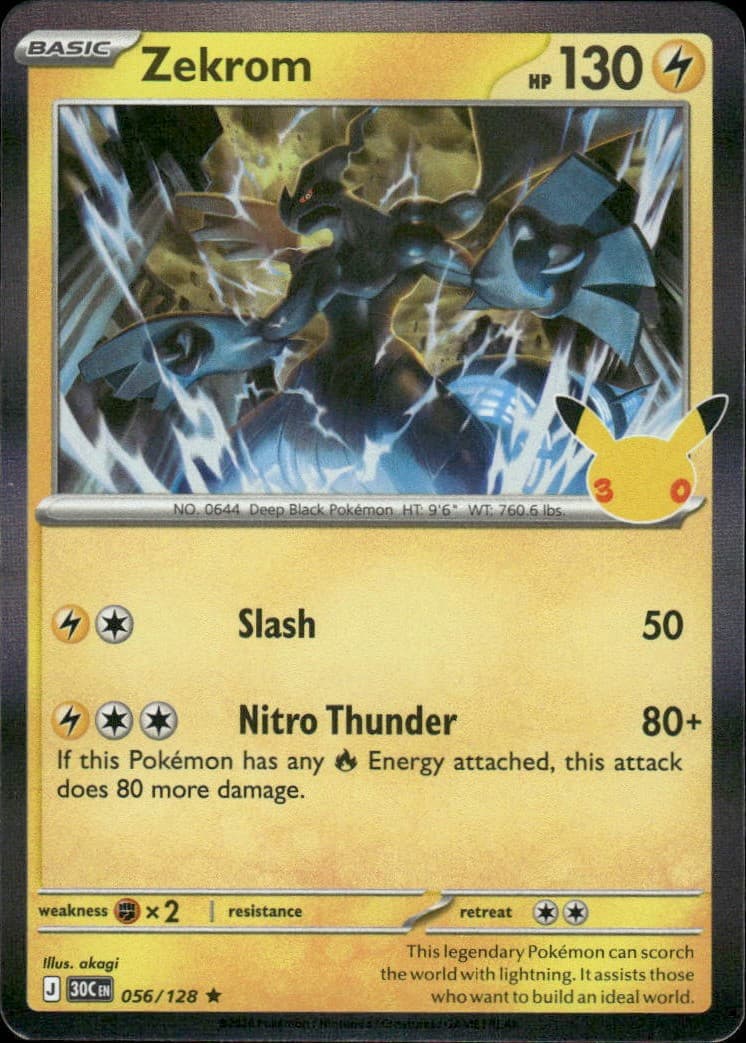 Zekrom 30th Celebration 056/128 Rare Holo Pokémon — English NM