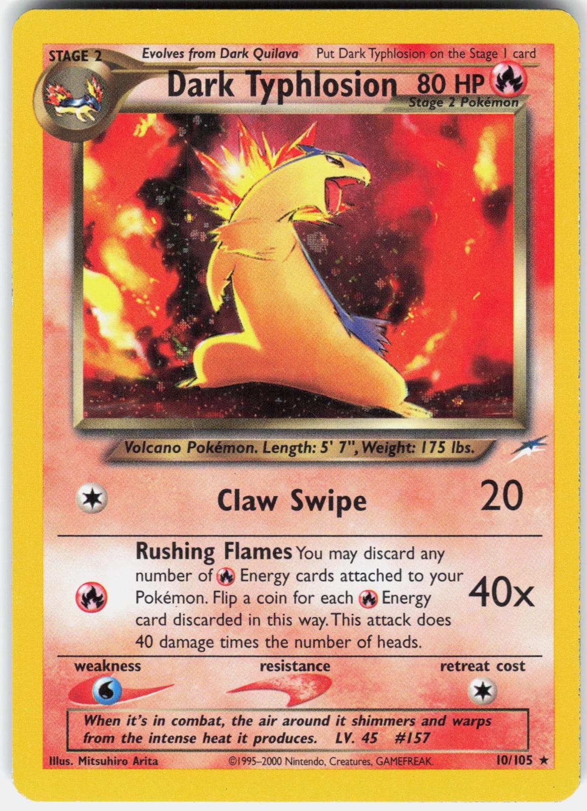 Pokemon Dark Typhlosion 10/105 Holo Rare Neo Destiny Pokemon Unlimited Holo NM