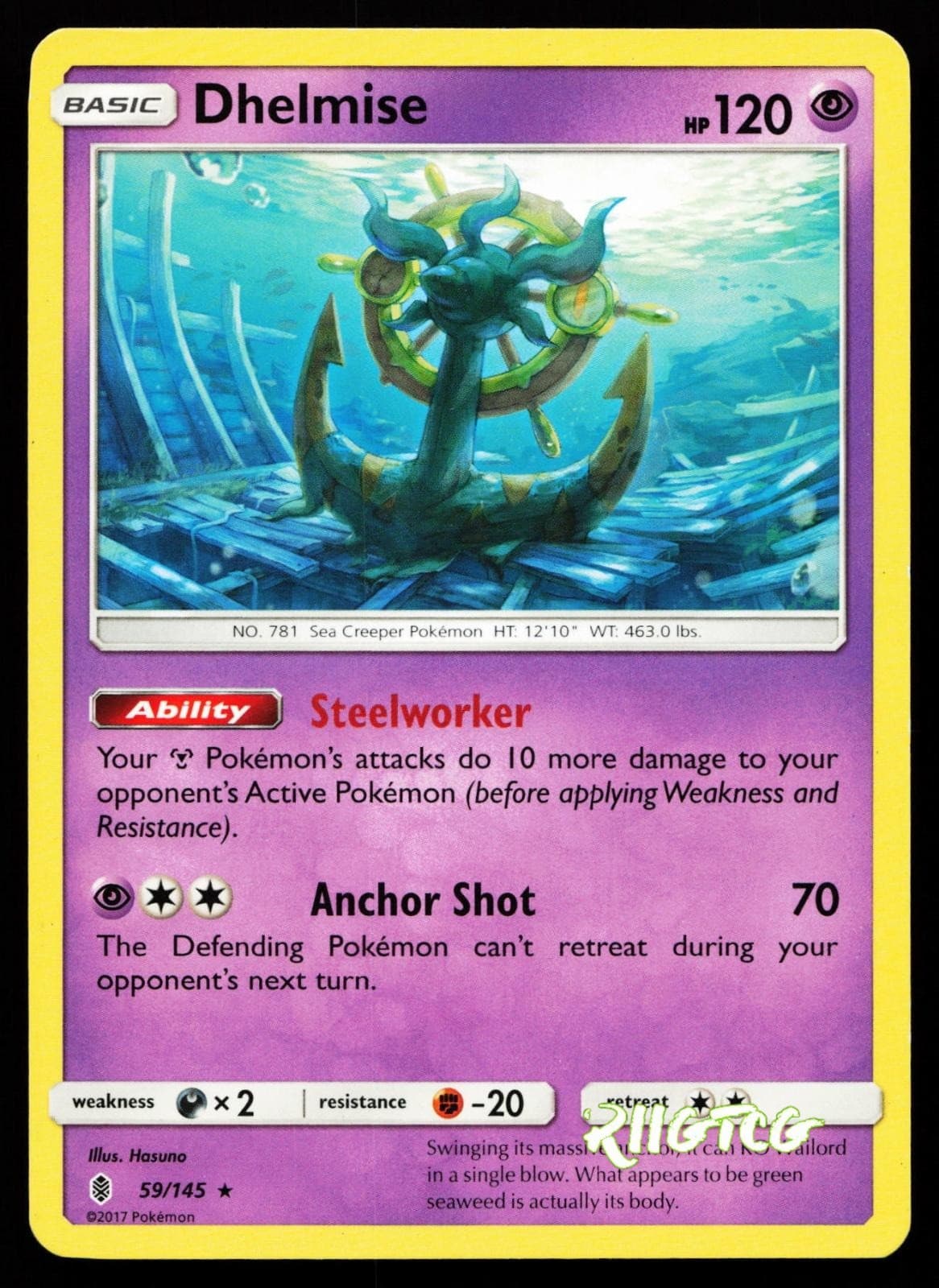 Dhelmise 59/145 Guardians Rising Holo LP Pokemon
