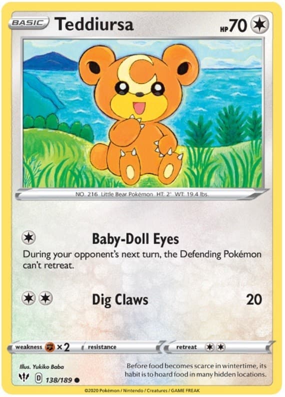 Teddiursa - 138/189 - Common (Lp) Darkness Ablaze - Colorless Pokémon