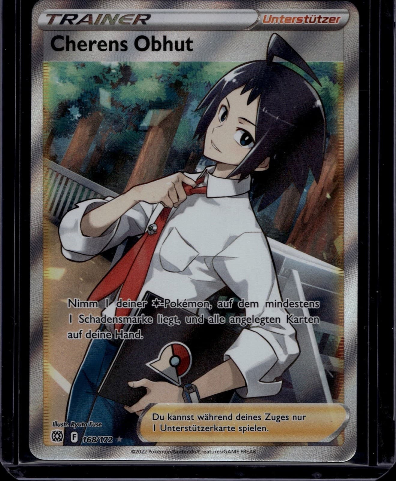 Pokemon Karte Cherens Obhut Full Art Trainer 168/172 Strahlende Sterne Deutsch