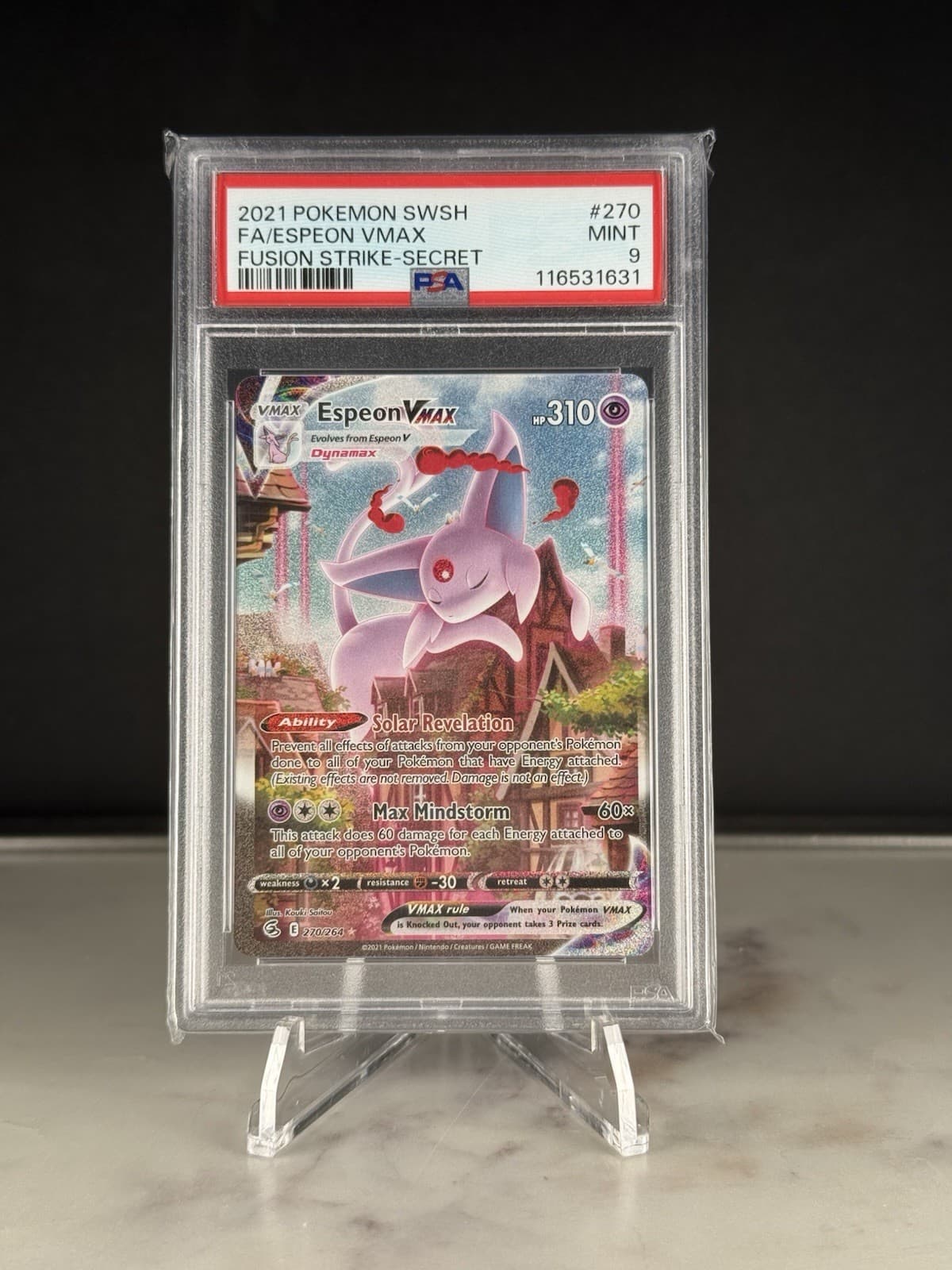 Pokémon Espeon VMAX 270/264 Fusion Strike Eng PSA 9