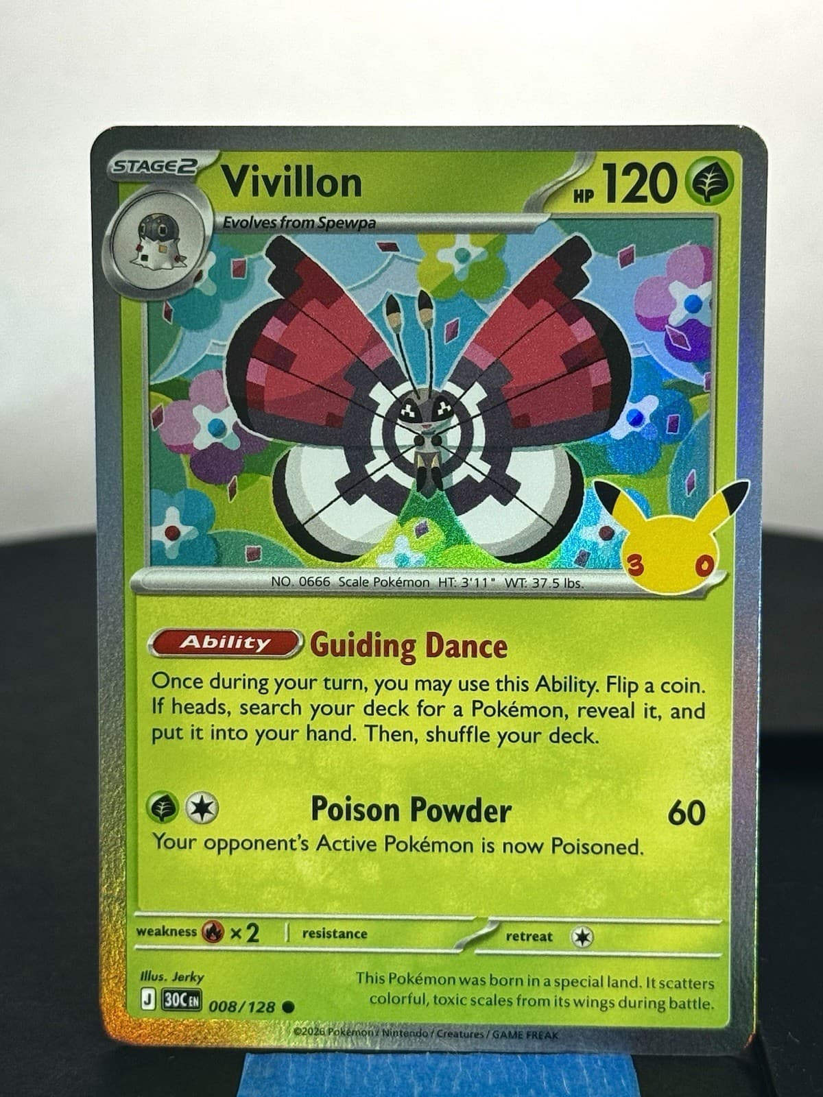 Vivillon 008/128 30th Celebration 30C Holo Common NM Pokemon TCG