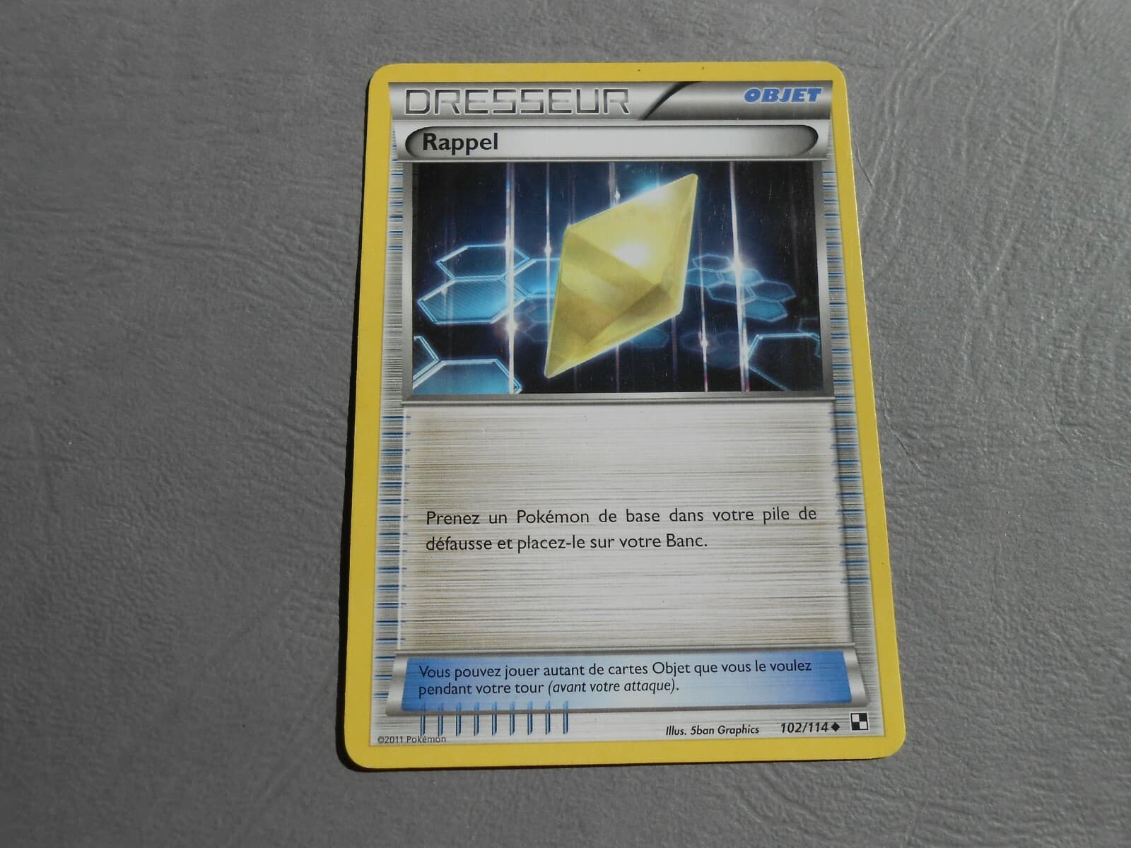 Carte Pokémon Noir & Blanc - 102/114 DRESSEUR rappel - FR