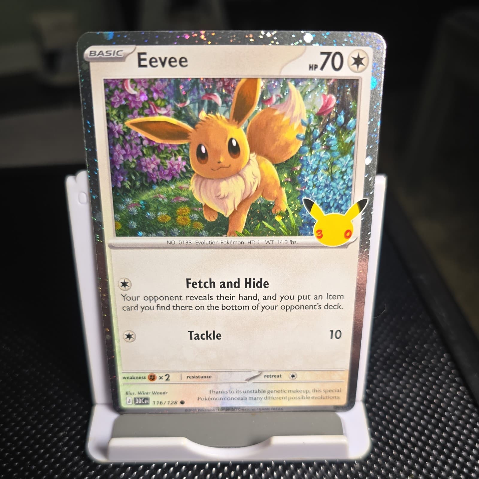 Eevee 116/128 Cosmo Holo Common ME: 30th Celebration Pokemon NM