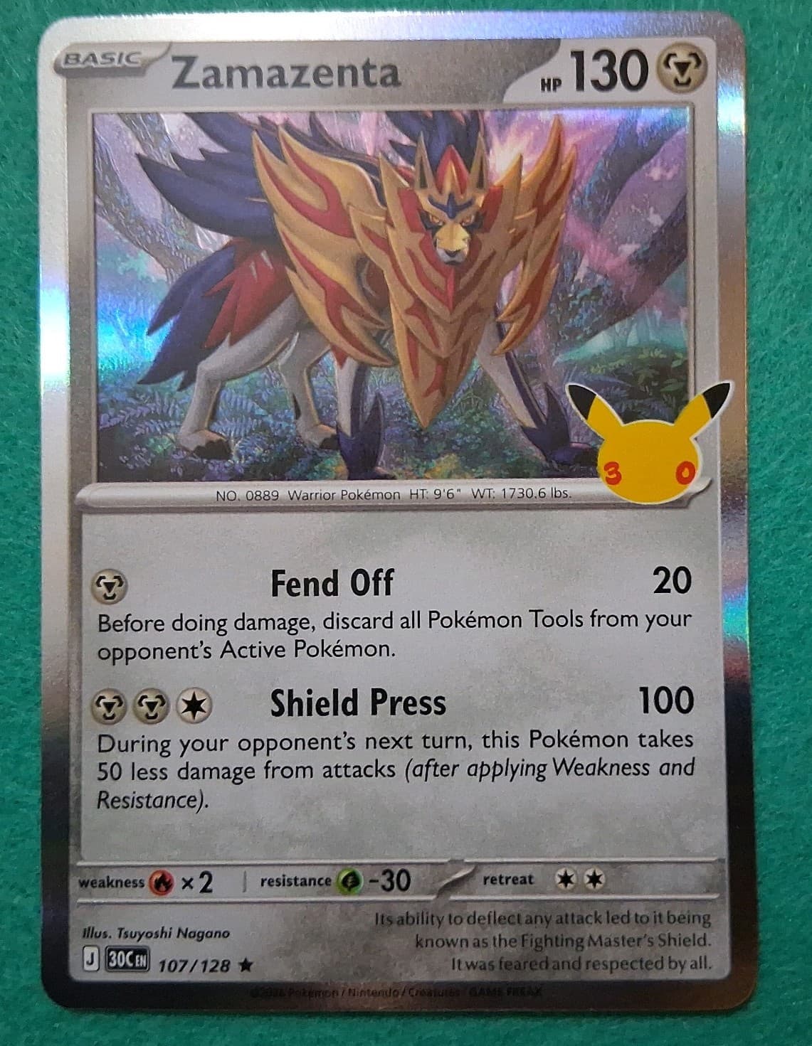 Zamazenta 107/128 - ME: 30th Celebration - Holo Rare NM